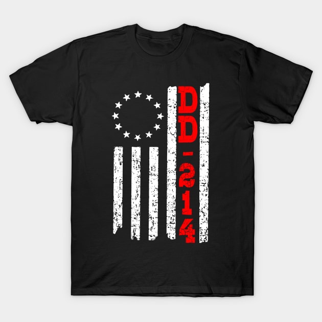 DD-214 US Alumni USA American Flag Military Veteran T-Shirt by NiceTeeBroo